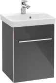 Villeroy & Boch Avento КОМПЛЕКТ Тумба под раковину, 1 дверь, 430 x 514 x 352 mm, Стекло черное A88700B3 +Avento Раковина компактная, 450 x 370 x 180 mm, Альпийский белый, с переливом, нешлифованный 73584501