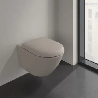 Villeroy & Boch Antao Унитаз с открытым смывным краем, настенный, смыв TwistFlush, Almond (Светло бежевый) CeramicPlus, без сиденья 4674T0AM 