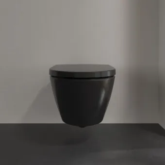 Villeroy & Boch Subway 2.0 Унитаз с открытым смывным краем, настенный, смыв DirectFlush, Pure Black CeramicPlus 5614R0R7