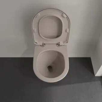 Villeroy & Boch Antao Унитаз с открытым смывным краем, настенный, смыв TwistFlush, Almond (Светло бежевый) CeramicPlus, без сиденья 4674T0AM 