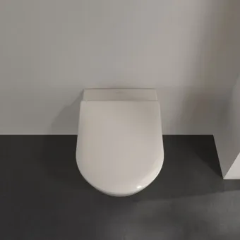Villeroy & Boch Subway 2.0 Унитаз с открытым смывным краем, настенный, смыв DirectFlush, Pergamon CeramicPlus 5614R0R3+Сиденье с крышкой для унитаза, с функцией авто опускания (SoftClosing), со снимаемым сиденьем (QuickRelease), Pergamon 9M78S1R3