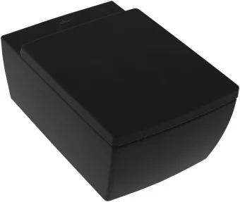 Villeroy & Boch Memento 2.0 Унитаз с открытым смывным краем, настенный, смыв DirectFlush, Pure Black CeramicPlus + Сиденье + Биде