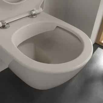 Villeroy & Boch Subway 2.0 Унитаз с открытым смывным краем, настенный, смыв DirectFlush, Pergamon CeramicPlus 5614R0R3+Сиденье с крышкой для унитаза, с функцией авто опускания (SoftClosing), со снимаемым сиденьем (QuickRelease), Pergamon 9M78S1R3