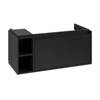 Villeroy & Boch Skyla КОМПЛЕКТ Тумба под раковину, 1 выдвижной ящик, 972 x 436 x 439 mm, Volcano Black +Skyla Pаковина для установки на тумбу, 1000 x 470 x 165 mm, с переливом, Альпийский белый C79000VL+5A51A501
