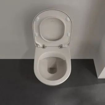 Villeroy & Boch Subway 2.0 Унитаз с открытым смывным краем, настенный, смыв DirectFlush, Pergamon CeramicPlus 5614R0R3+Сиденье с крышкой для унитаза, с функцией авто опускания (SoftClosing), со снимаемым сиденьем (QuickRelease), Pergamon 9M78S1R3