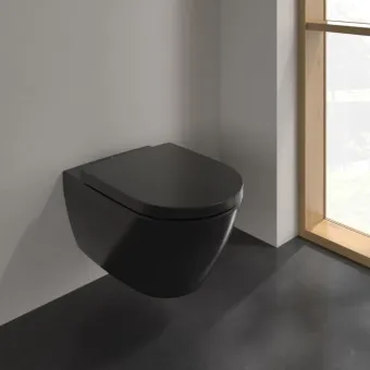 Villeroy & Boch Subway 2.0 Унитаз с открытым смывным краем, настенный, смыв DirectFlush, Pure Black CeramicPlus 5614R0R7