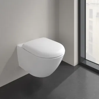 Villeroy & Boch Antao Унитаз с открытым смывным краем, настенный, смыв TwistFlush, Stone White (Белый матовый) CeramicPlus, без сиденья 4674T0RW
