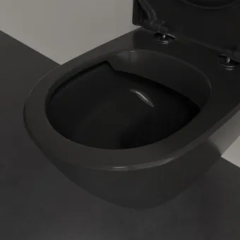 Villeroy & Boch Subway 2.0 Унитаз с открытым смывным краем, настенный, смыв DirectFlush, Pure Black CeramicPlus 5614R0R7