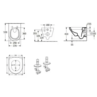 Villeroy & Boch Architectura Комбинированная упаковка подвесной унитаз со смывом TwistFlush[e³],с сиденьем Альпийский белый 4616CB01
