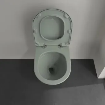 Villeroy & Boch Antao Унитаз с открытым смывным краем, настенный, смыв TwistFlush, Morning Green CeramicPlus, без сиденья 4674T0R8