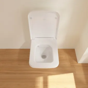 Villeroy & Boch Finion Унитаз с открытым смывным краем, настенный, смыв DirectFlush, Альпийский белый CeramicPlus, без сиденья 4664R0R1