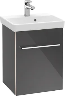 Villeroy & Boch Avento КОМПЛЕКТ Тумба под раковину, 1 дверь, 430 x 514 x 352 mm, Стекло черное A88700B3 +Avento Раковина компактная, 450 x 370 x 180 mm, Альпийский белый, с переливом, нешлифованный 73584501