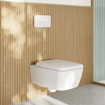 Villeroy & Boch Skyla Комбинированная упаковка подвесной унитаз пр. со смывом TwistFlush[e³],с сиденьем Альпийский белый 4682CL01