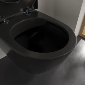 Villeroy & Boch Subway 2.0 Унитаз с открытым смывным краем, настенный, смыв DirectFlush, Pure Black CeramicPlus 5614R0R7
