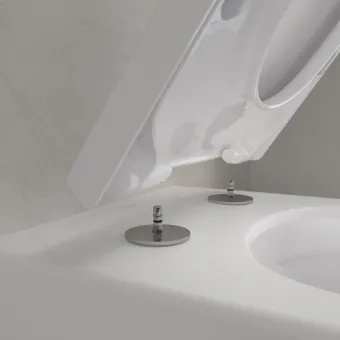 Villeroy & Boch Subway 3.0 Унитаз с открытым смывным краем, настенный, смыв TwistFlush, Stone White (Белый матовый) CeramicPlus 4670T0RW