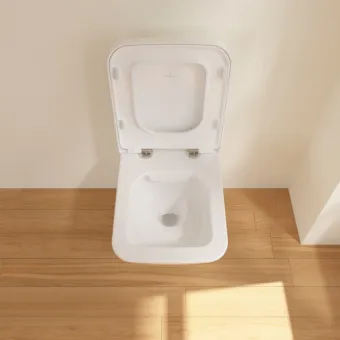 Villeroy & Boch Finion Унитаз с открытым смывным краем, настенный, смыв DirectFlush, Альпийский белый CeramicPlus, без сиденья 4664R0R1