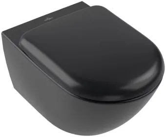 Villeroy & Boch Antao Унитаз с открытым смывным краем, настенный, смыв TwistFlush, Pure Black CeramicPlus, без сиденья 4674T0R7