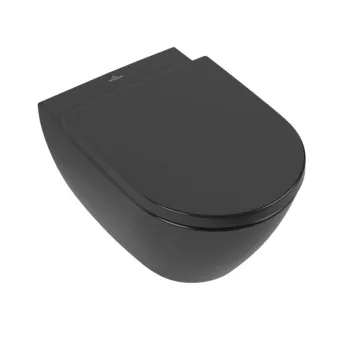 Villeroy & Boch Subway 2.0 Унитаз с открытым смывным краем, настенный, смыв DirectFlush, Pure Black CeramicPlus 5614R0R7