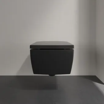Villeroy & Boch Memento 2.0 Унитаз с открытым смывным краем, настенный, смыв DirectFlush, Pure Black CeramicPlus, без сиденья 4633R0R7