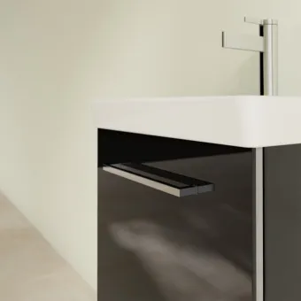 Villeroy & Boch Avento КОМПЛЕКТ Тумба под раковину, 1 дверь, 430 x 514 x 352 mm, Стекло черное A88700B3 +Avento Раковина компактная, 450 x 370 x 180 mm, Альпийский белый, с переливом, нешлифованный 73584501