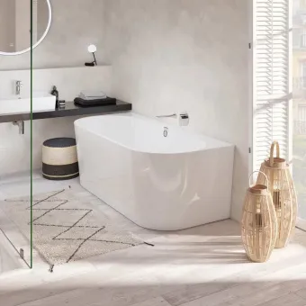 Villeroy & Boch Oberon 2.0 ванна с задней стенкой Duo, 1800 x 800 mm, Альпийский белый UBQ180OBR9CD00V-01