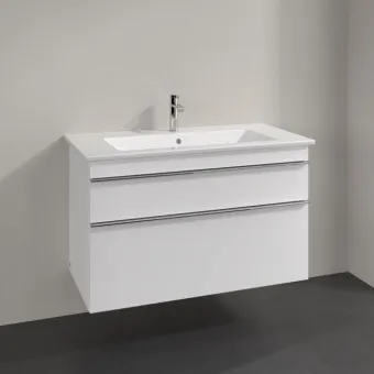 Villeroy & Boch Venticello КОМПЛЕКТ Тумба под раковину, 2 выдвижных ящика, 953 x 590 x 502 mm, Glossy White / Glossy White+Venticello Pаковина для установки на тумбу, 1000 x 500 x 170 mm, с переливом, Альпийский белый A92601DH+4104AL01