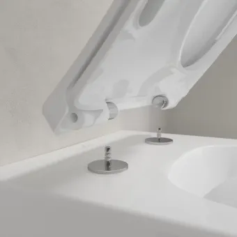 Villeroy & Boch Venticello Сиденье с крышкой для унитаза SlimSeat LINE (Sandwich), с функцией автоматического опускания (SoftClosing), со снимаемым сиденьем (QuickRelease), Альпийский белый 9M80S101